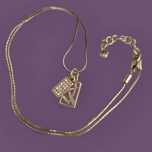 BRIGHTON Meridian Zenith Silver Plated Rectangle Pendant Snake Chain Necklace